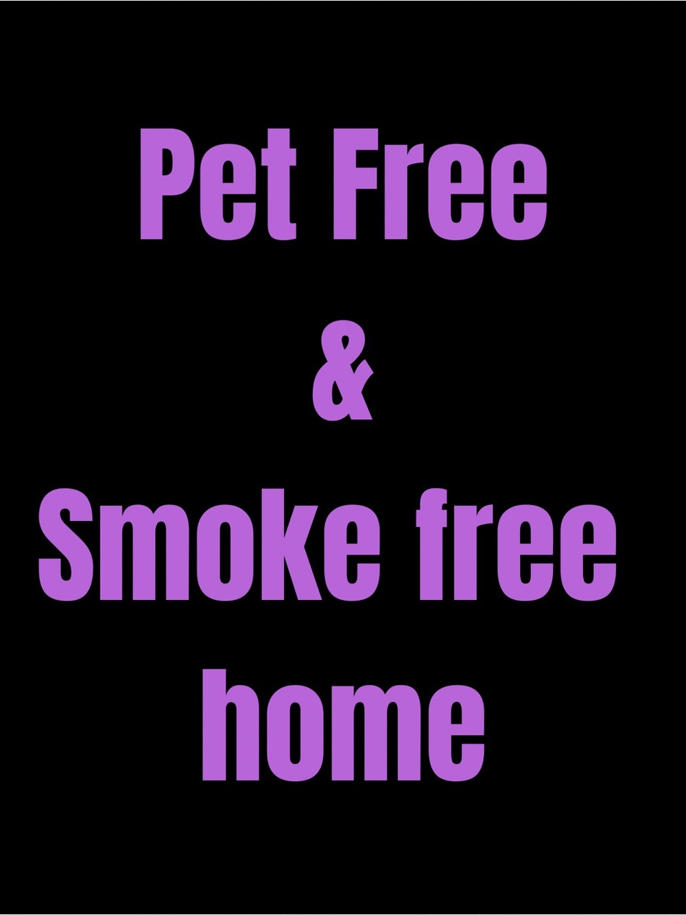 Purple "Pet Free & Smoke Free Home" Small Pets Sign